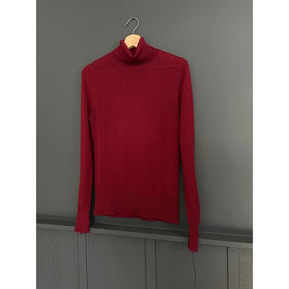 J. Crew Deep Red Burgundy Merino Wool Blend Turtleneck Size Medium - Picture 3 of 7